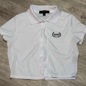 Faded Rose‎ size medium Polo button up 1999 logo crop top